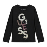 Guess Shirt Girocollo tinta unita con Paillettes Nero per Neonata K5YI26KAPO0XN NERO GUESS 