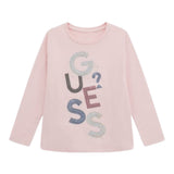 Guess Shirt Girocollo tinta unita con Paillettes Rosa per Neonata K5YI26KAPO0XN ROSA GUESS 