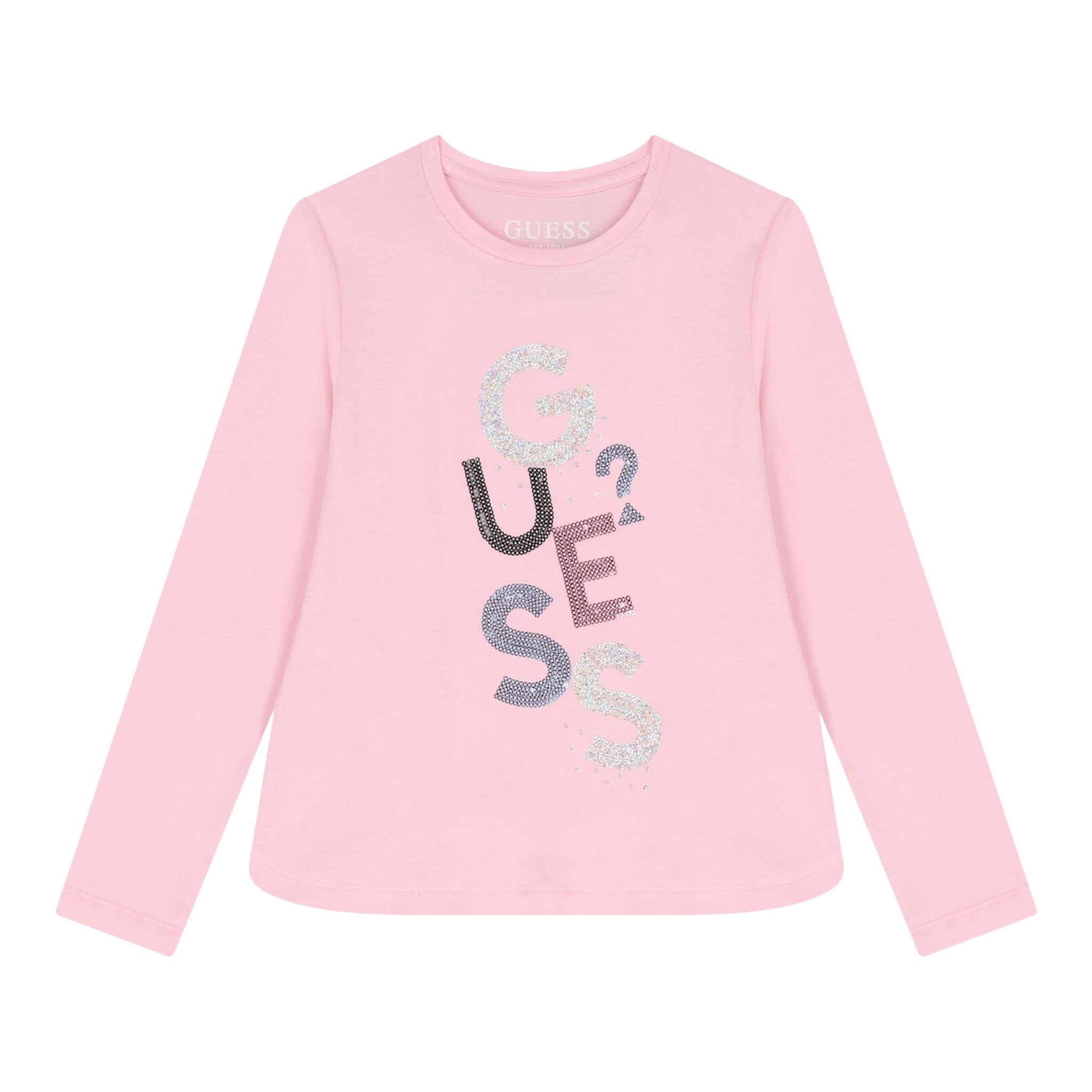 Guess Shirt Girocollo tinta unita con Paillettes Rosa per Bambina K5YI26KAPO0XX ROSA GUESS 