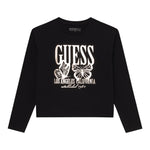 Guess Shirt tinta unita Girocollo con Stampa Nero per Bambina K5YI32K6YW4 NERO GUESS 