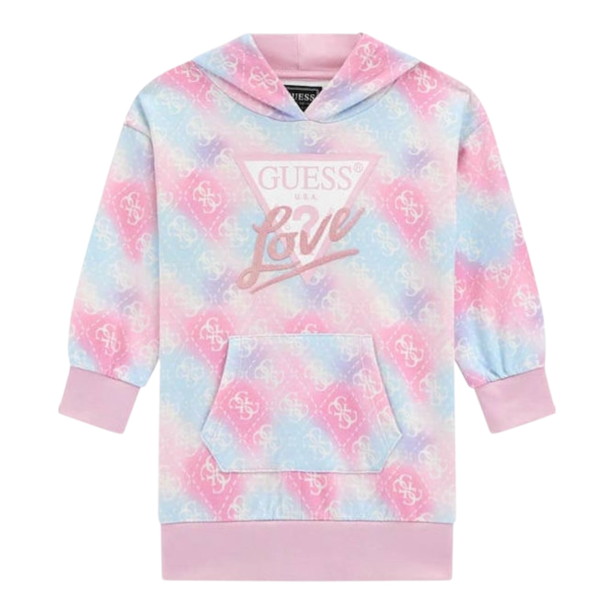 Guess Felpa Bicolore con Stampa E Cappuccio Rosa per Bambina K5YK04KA6R4 ROSA GUESS 