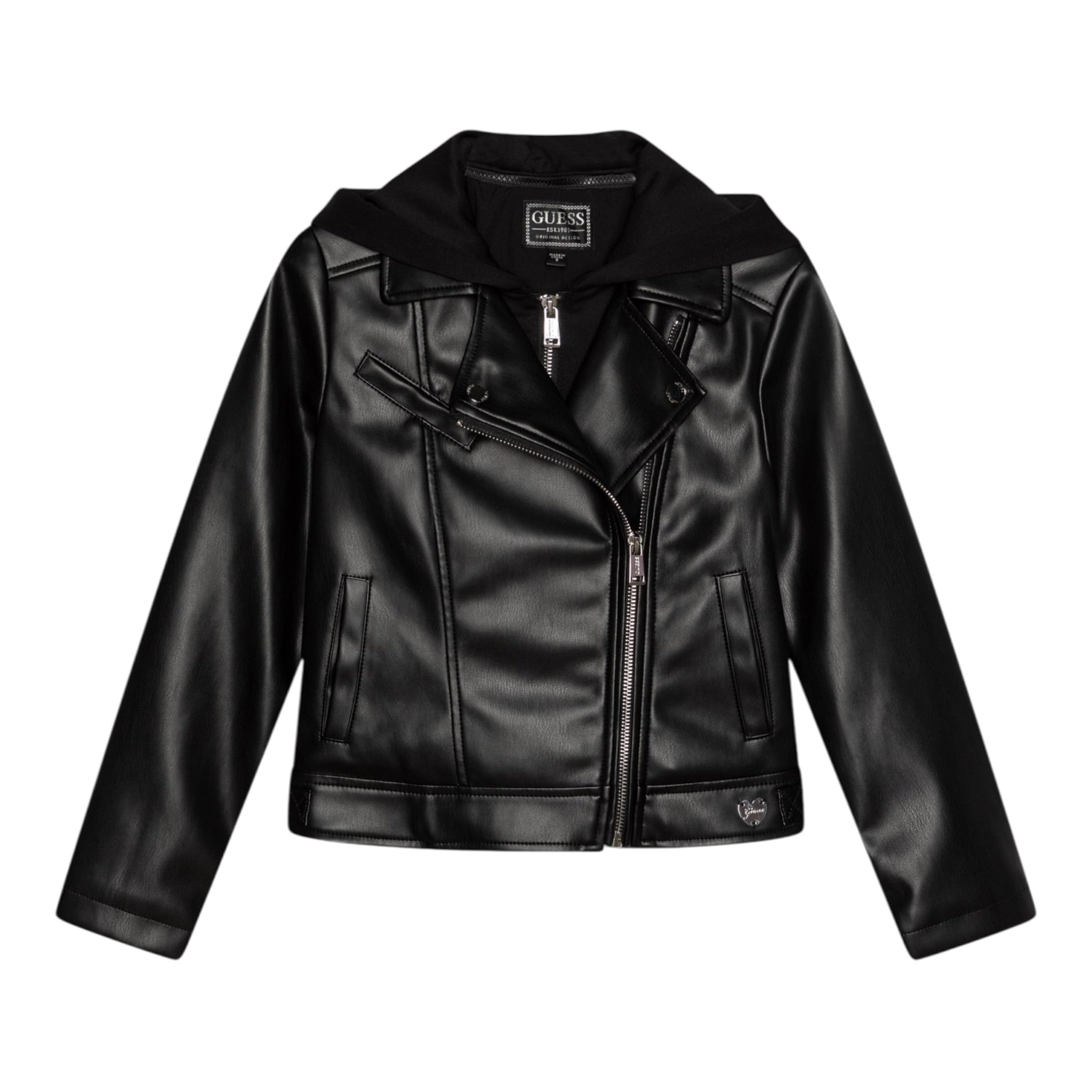 Guess Giubbino tinta unita In Ecopelle Nero per Bambino K5YL00WAFL00J NERO GUESS 