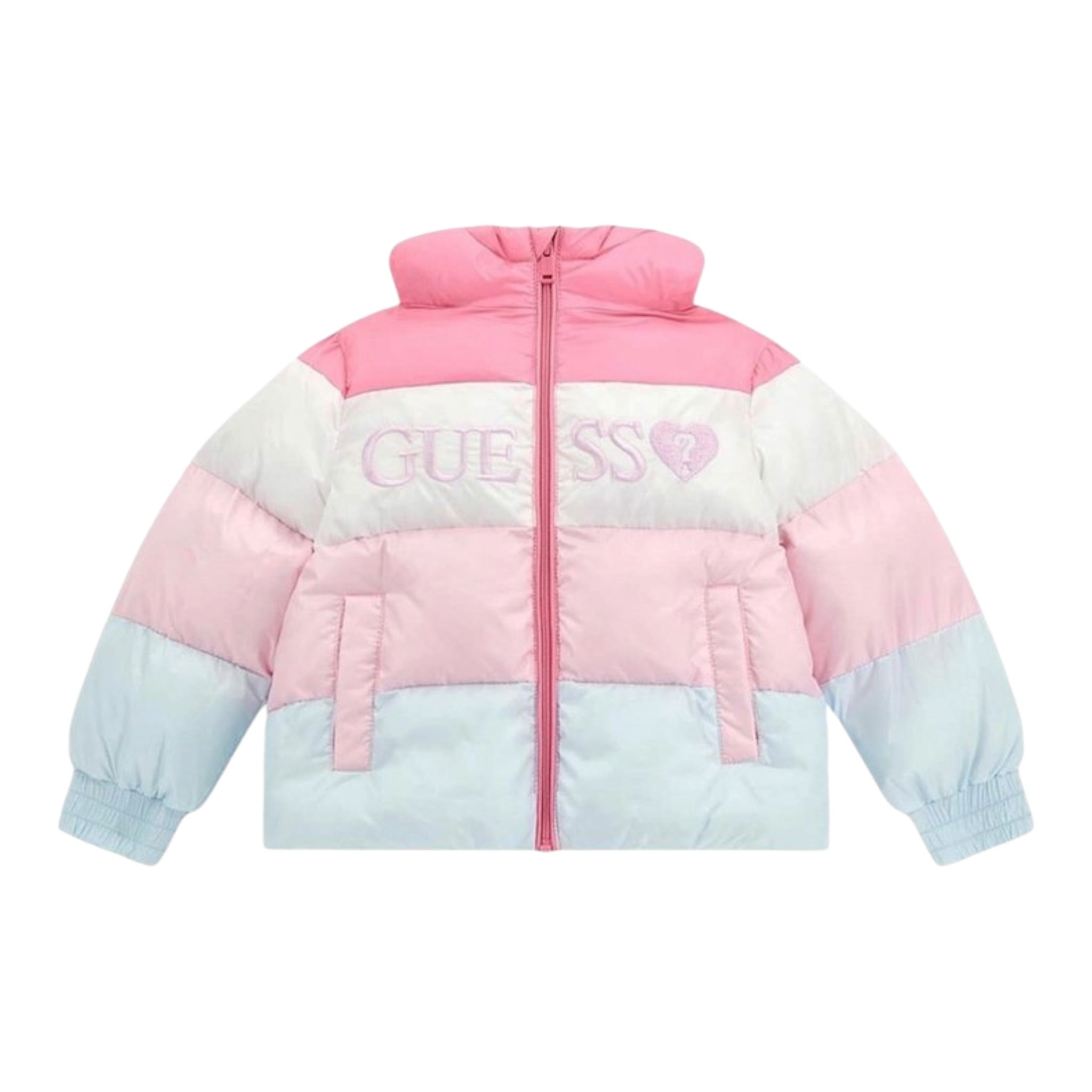 Guess Giubbino Tricolore con Zip E Cappuccio Rosa per Neonata K5YL01WEGY0 ROSA GUESS 