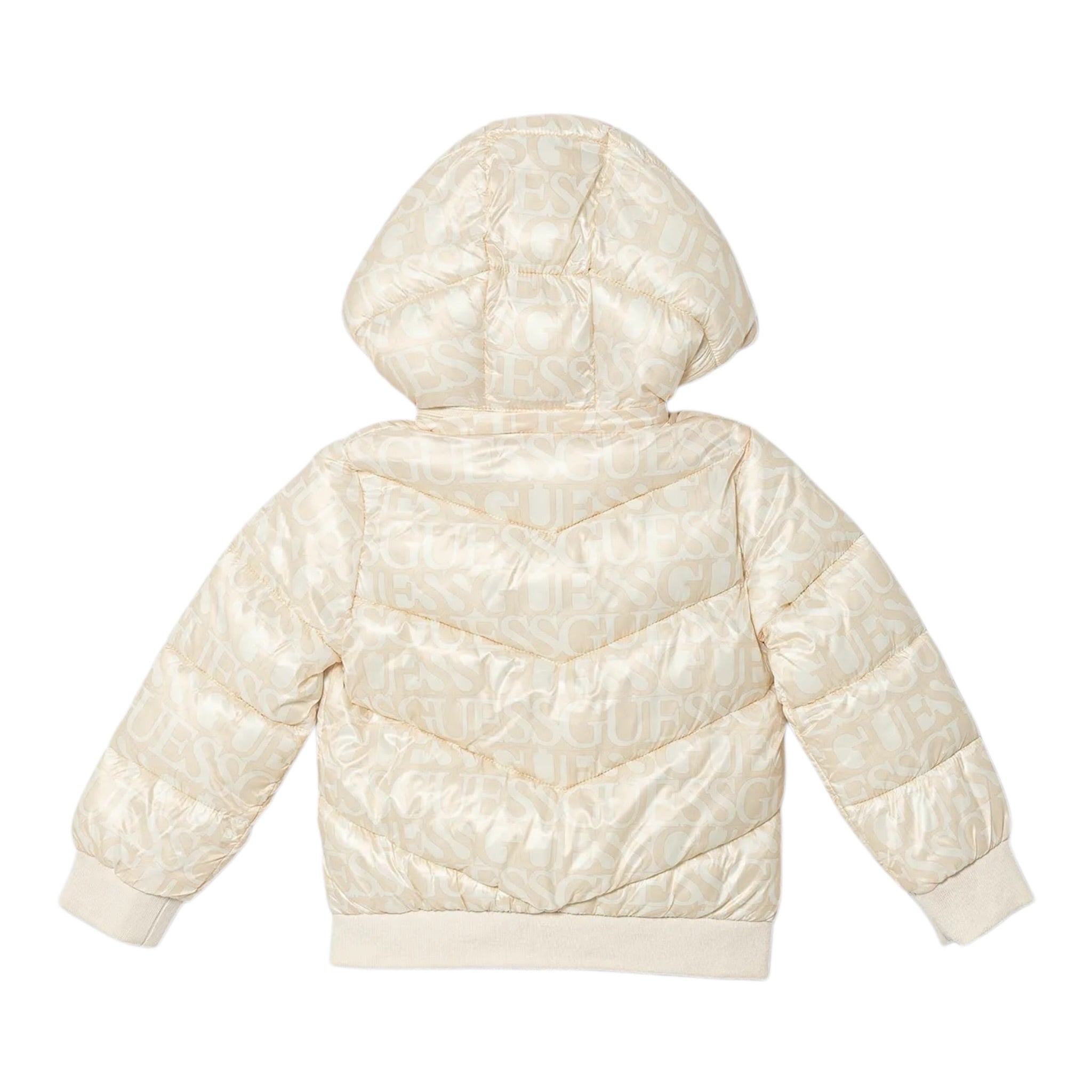 Guess Giubbino tinta unita con Zip Cappuccio E Fantasia Beige per Neonata K5YL02WEGY0 BEIGE GUESS 