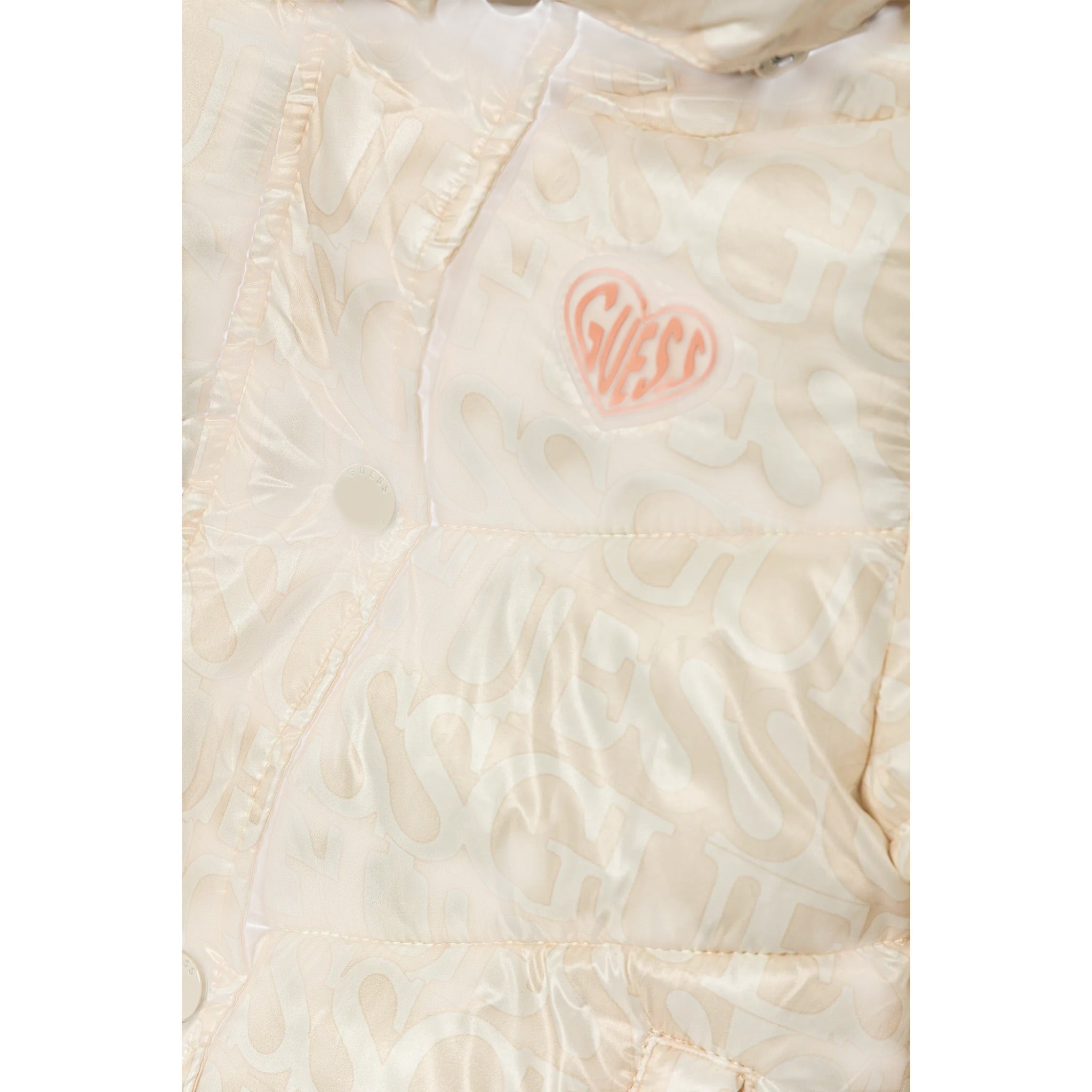 Guess Giubbino tinta unita con Zip Cappuccio E Fantasia Beige per Bambina K5YL02WEGY0J BEIGE GUESS 