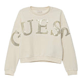 Guess Felpa Chiusa Girocollo tinta unita con Paillettes Panna per Bambina K5YQ09KAV34 PANNA GUESS 