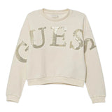 Guess Felpa Chiusa Girocollo tinta unita con Paillettes Panna per Bambina K5YQ09KAV34X PANNA GUESS 