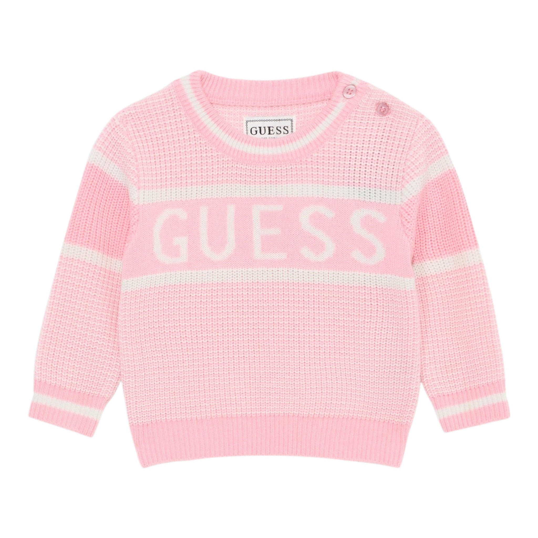Guess Maglia Girocollo tinta unita con Logo Rosa per Bambina K5YR00Z3OJ0 ROSA GUESS 