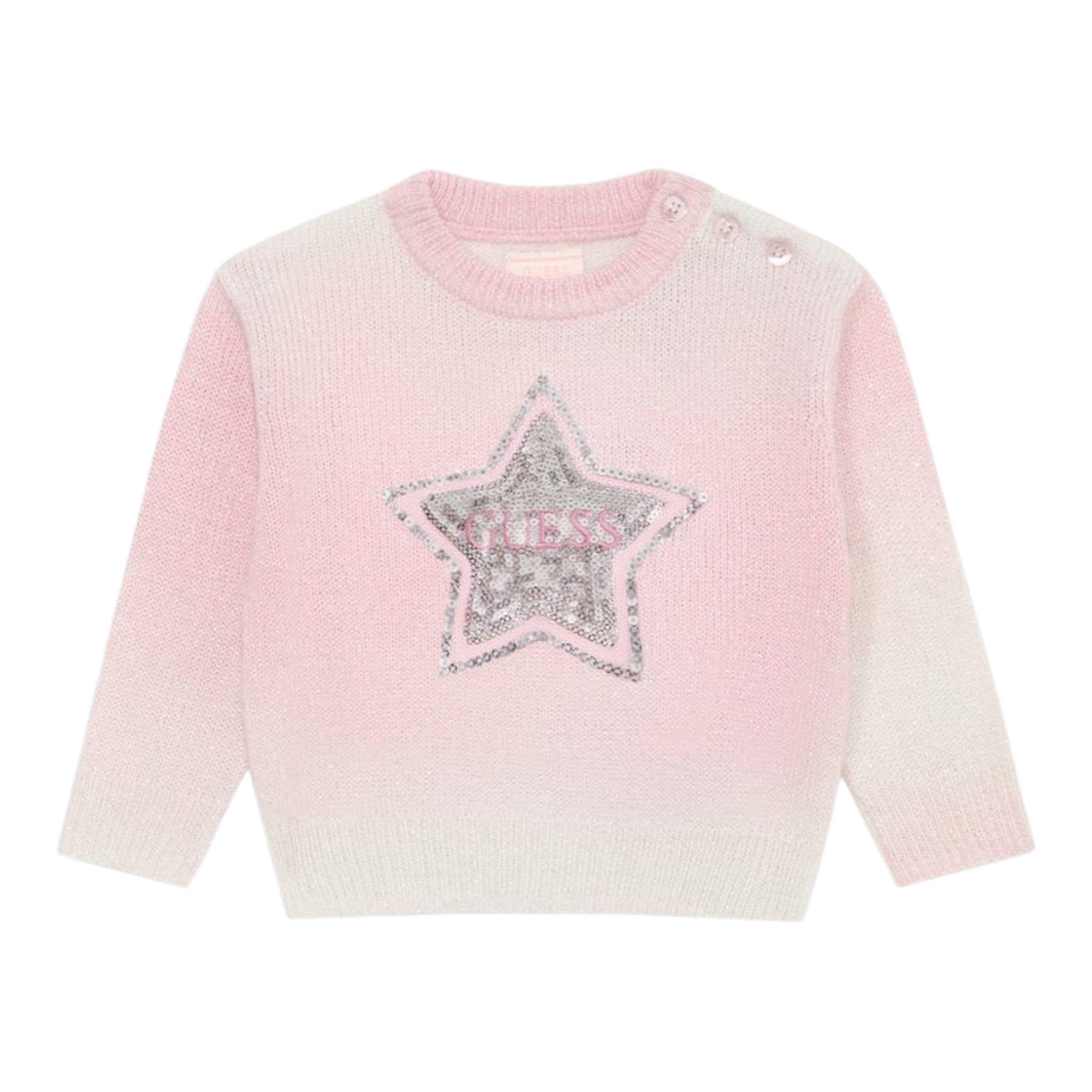 Guess Maglia tinta unita con Brillantini Rosa per Bambina K5YR07Z30Q0 ROSA GUESS 