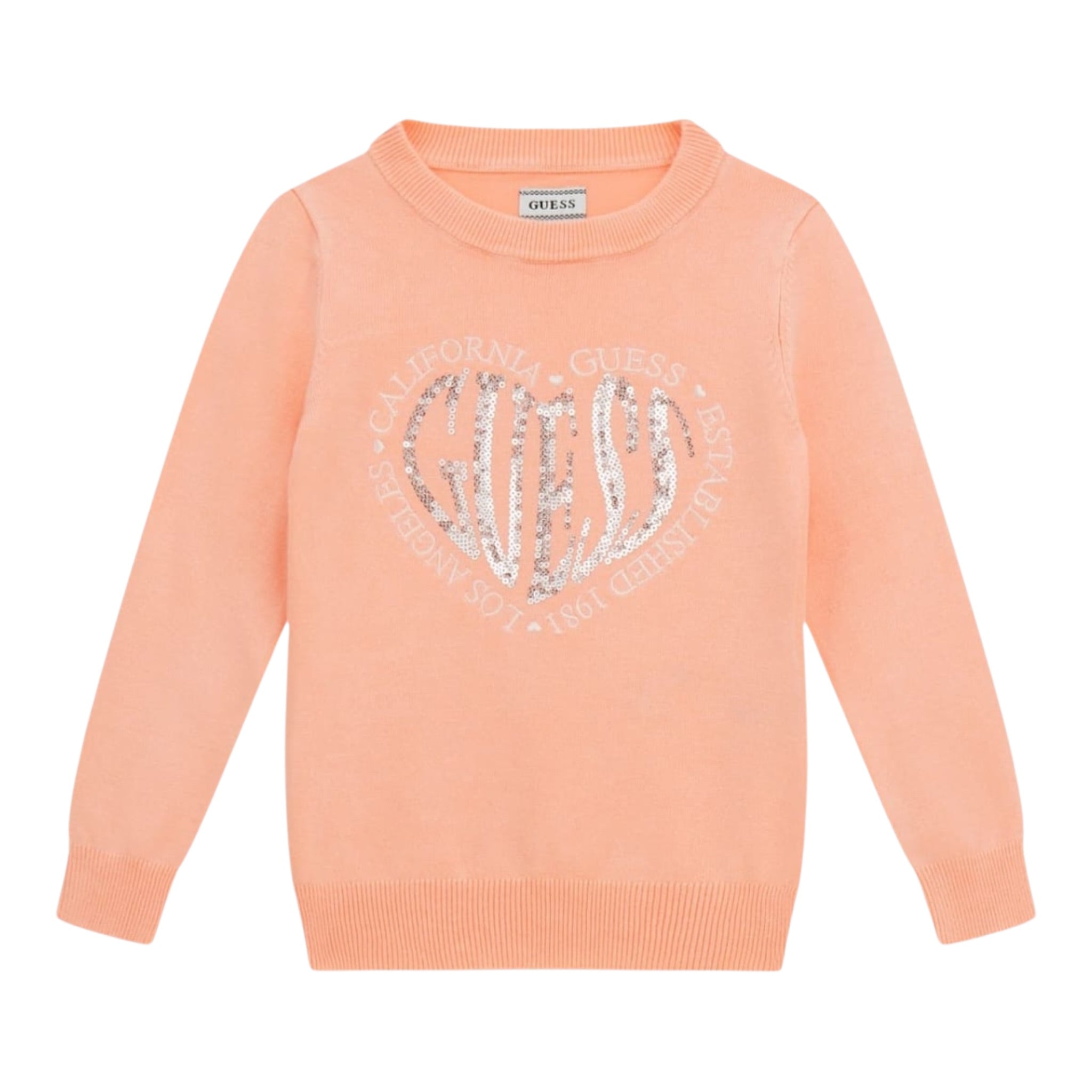 Guess Maglia Girocollo tinta unita con Paillettes Pesca per Bambina K5YR08Z2NQ2J PESCA GUESS 