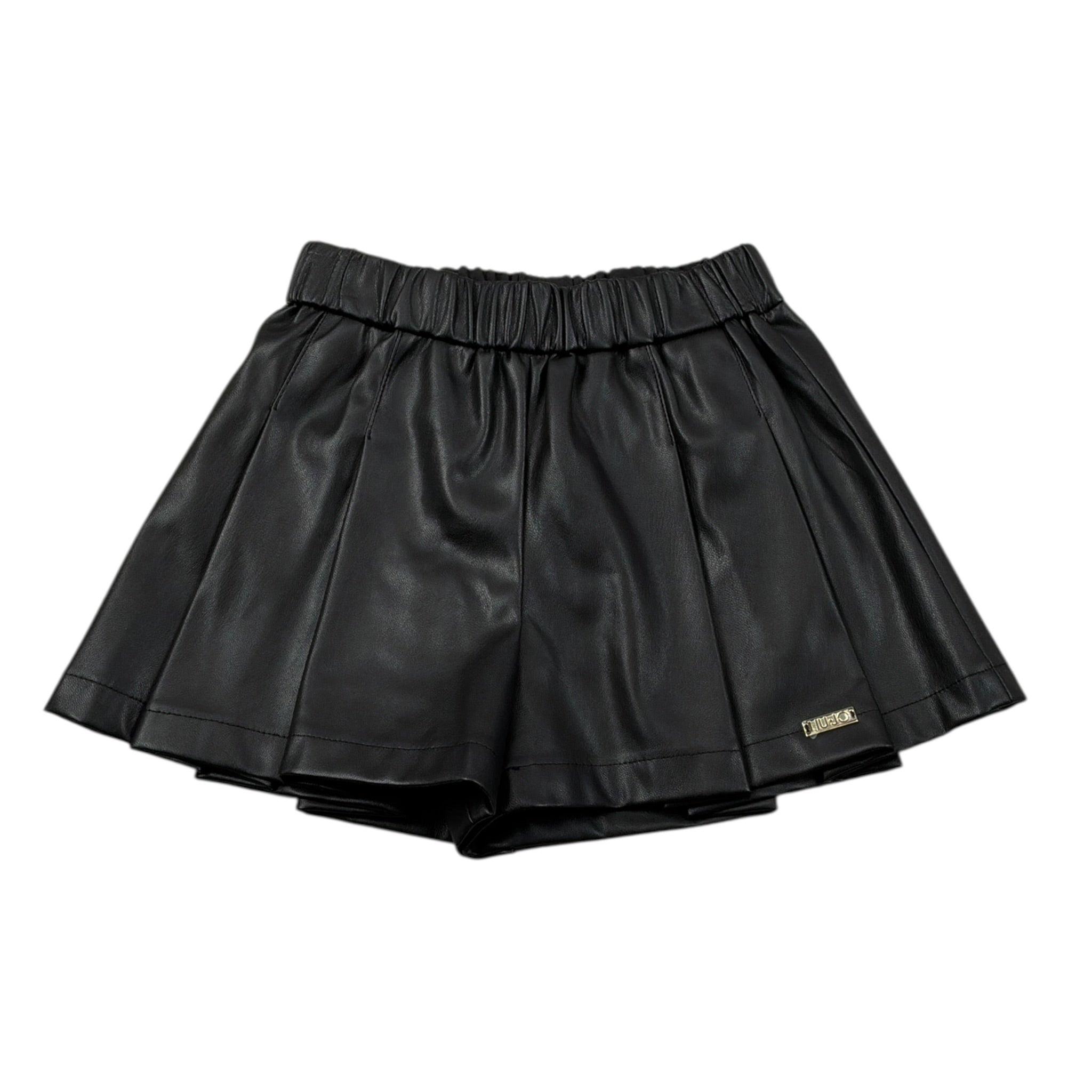 Liu Jo Short tinta unita In Ecopelle Nero per Bambina KF2056 NERO LIU JO 
