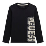 Guess Shirt Girocollo tinta unita con Stampa Nero per Bambino L5BI19I3Z14 NERO GUESS 
