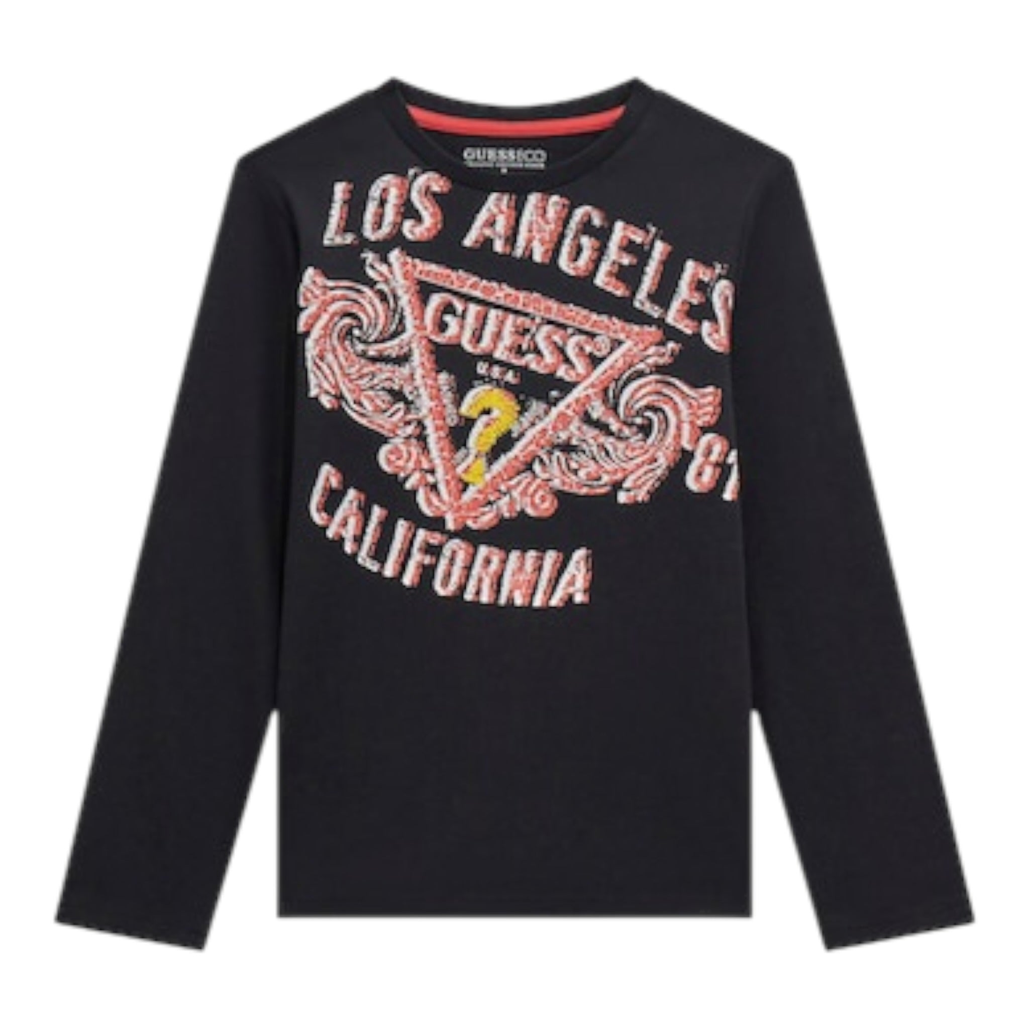 Guess Shirt Girocollo tinta unita con Stampa Nero per Bambino L5RI01K8HM4 NERO GUESS 