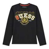 Guess Shirt Girocollo tinta unita con Logo Nero per Bambino L5RI03K8HM4 NERO GUESS 