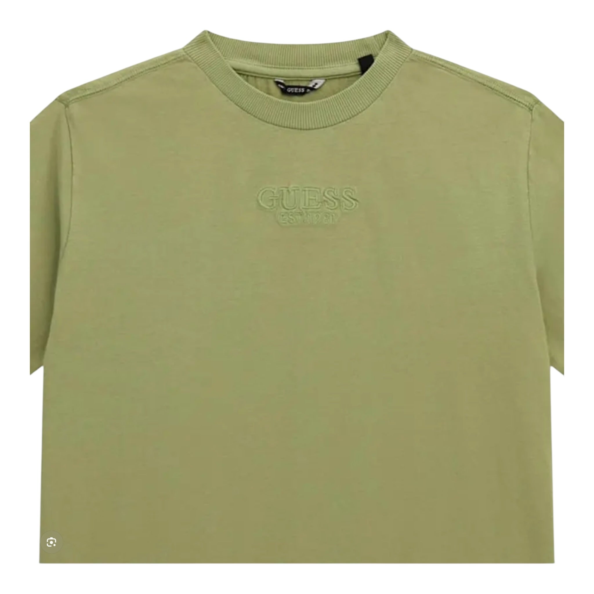 Guess T-Shirt Giocollo tinta unita con Stampa Verde per Bambino L5RI36K8HM4 VERDE GUESS 