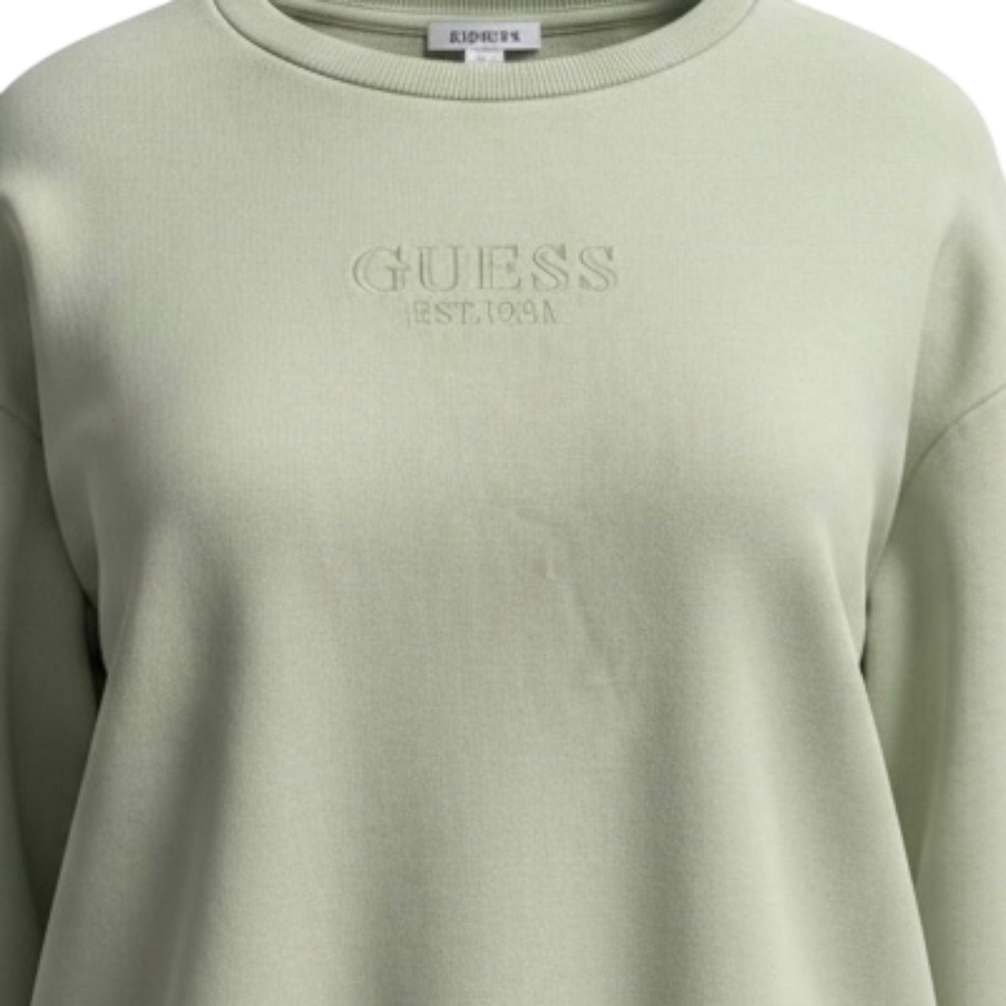 Guess Felpa Giocollo tinta unita con Stampa Verde per Bambino L5RQ16 VERDE GUESS 