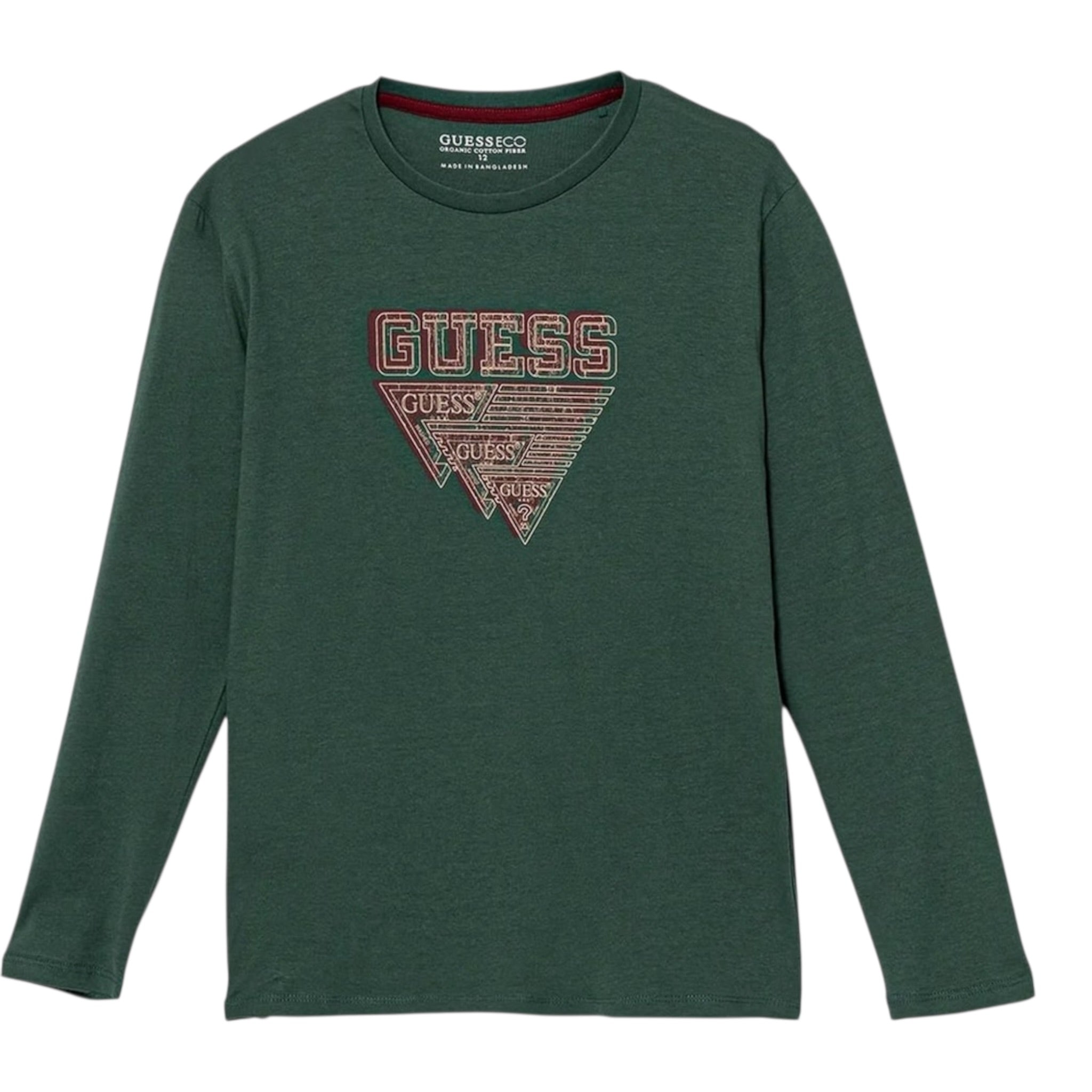 Guess Shirt Girocollo tinta unita con Stampa Verde per Bambino L5Y27K8HM4 VERDE GUESS 