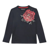 Guess Shirt Girocollo tinta unita con Stampa Nero per Bambino L5YI16K8HM4X NERO GUESS 
