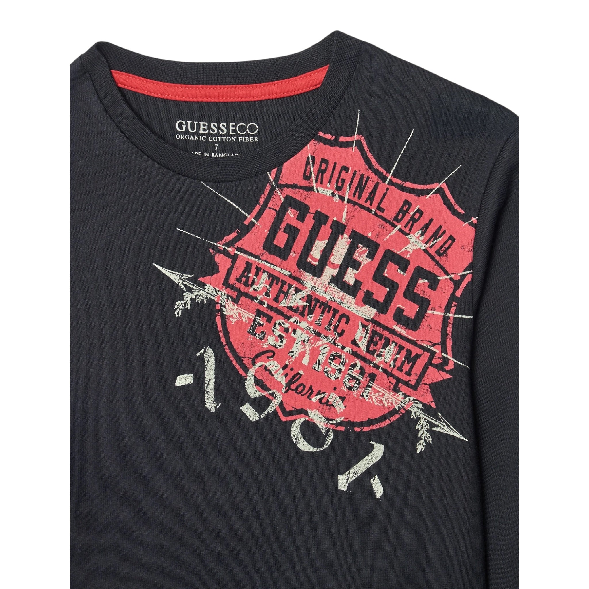 Guess Shirt Girocollo tinta unita con Stampa Nero per Bambino L5YI16K8HM4X NERO GUESS 