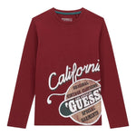 Guess Shirt tinta unita Girocollo con Stampa Bordeaux per Bambino L5YI26K8HM4X BORDEAUX GUESS 