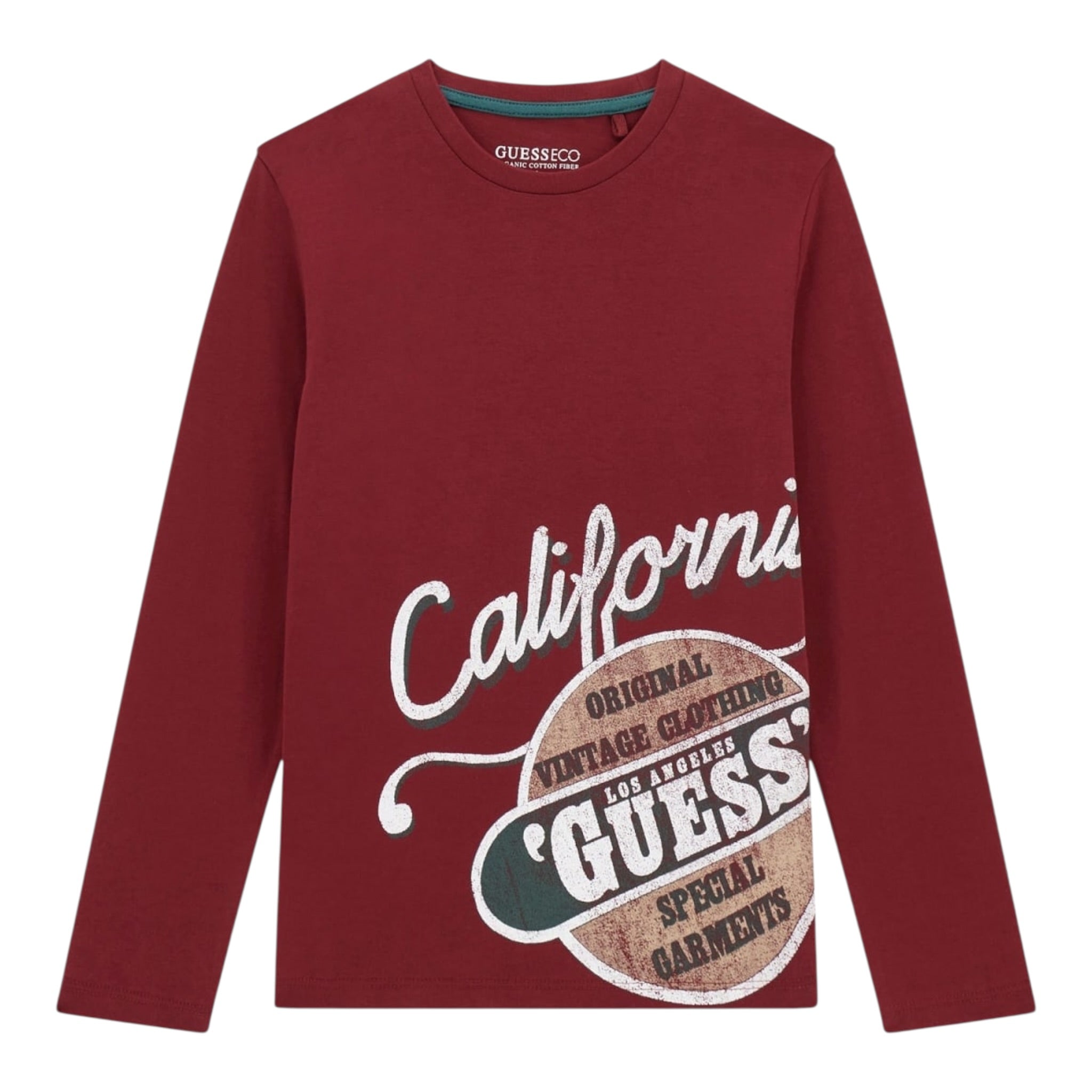 Guess Shirt tinta unita Girocollo con Stampa Bordeaux per Bambino L5YI26K8HM4X BORDEAUX GUESS 