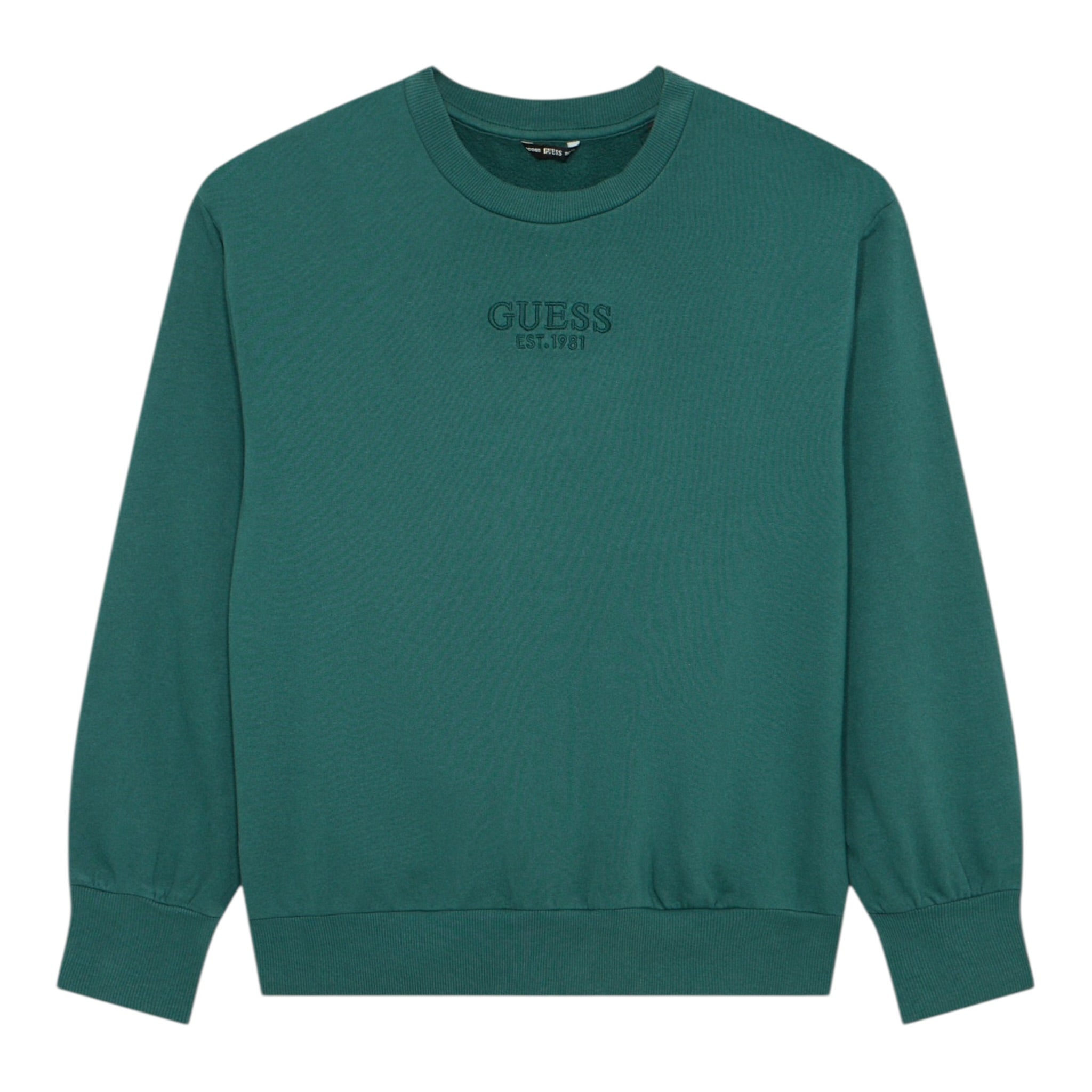 Guess Felpa Chiusa Girocollo tinta unita con Logo Verde per Bambino L5YQ22KAV34 VERDE GUESS 