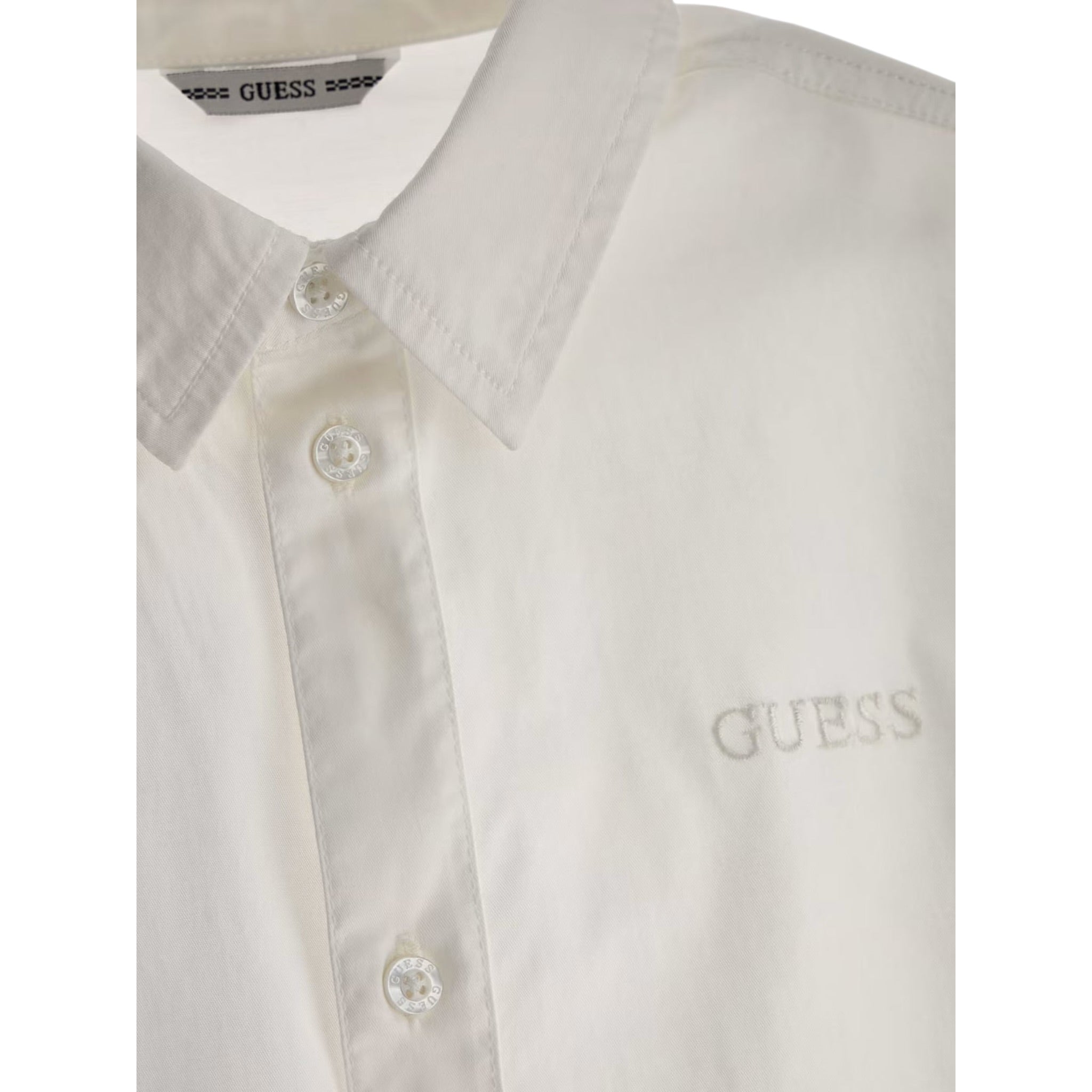Guess Camicia tinta unita con Stampa Bianco per Bambino N3YH04WE5W0 BIANCO GUESS 