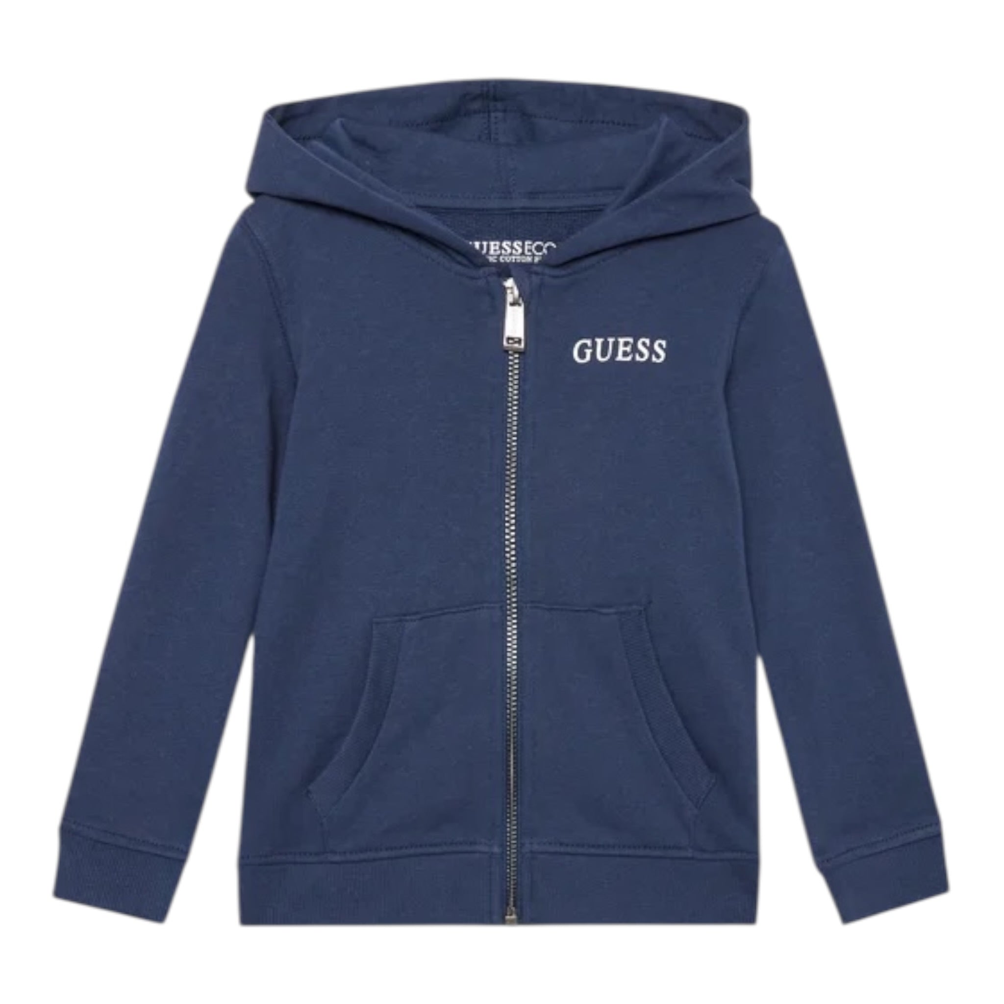 Guess Felpa tinta unita con Zip E Cappuccio Blu per Neonato N3YQ07KAUG0 BLU GUESS 