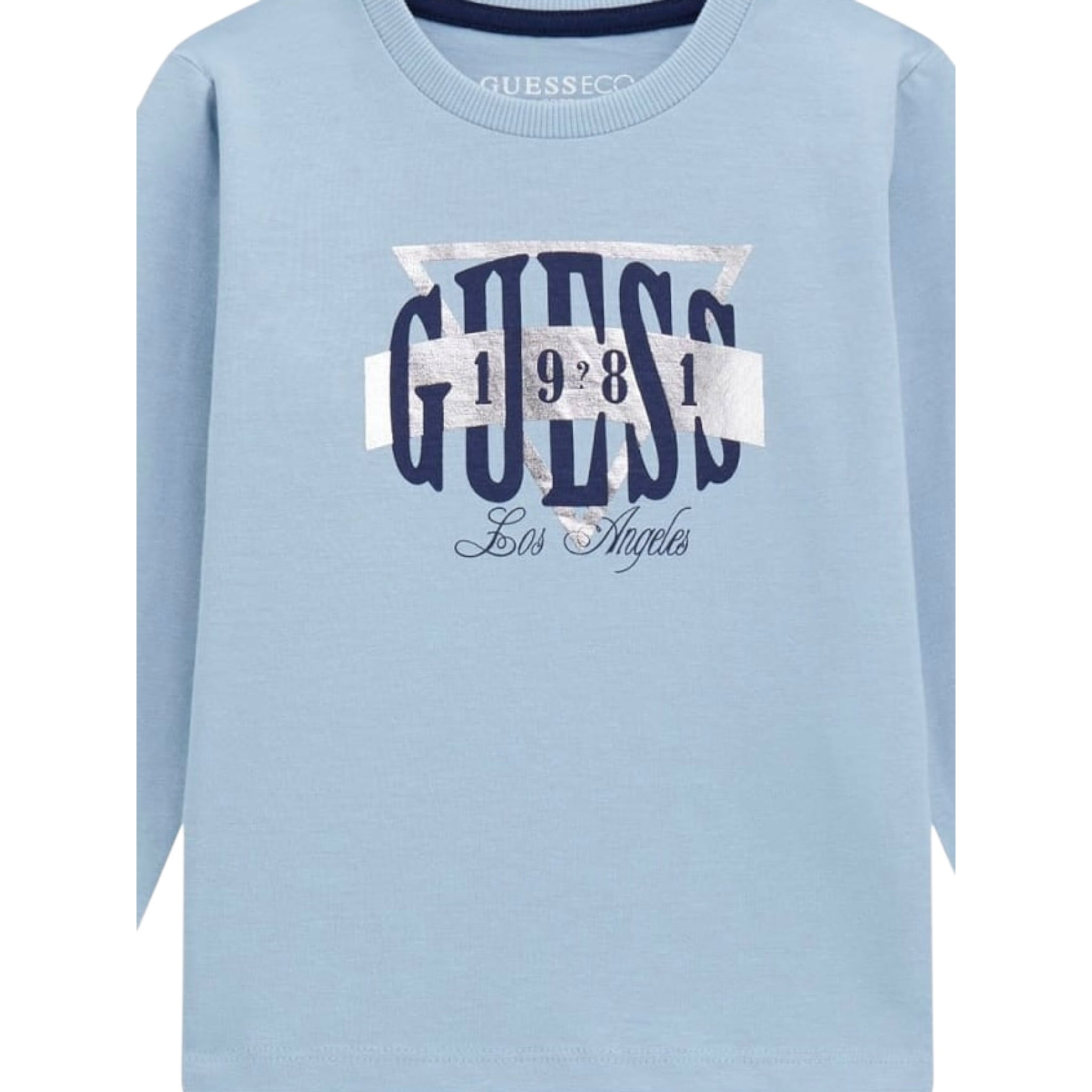 Guess Shirt tinta unita con Stampa Azzurro per Neonato N5BI01I3Z14 AZZURRO GUESS 