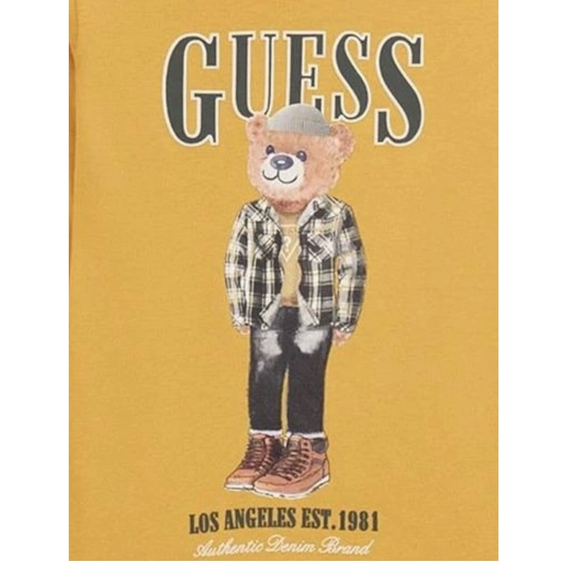 Guess Shirt tinta unita Girocollo con Stampa Ocra per Neonato N5BI04I3Z14XX OCRA GUESS 
