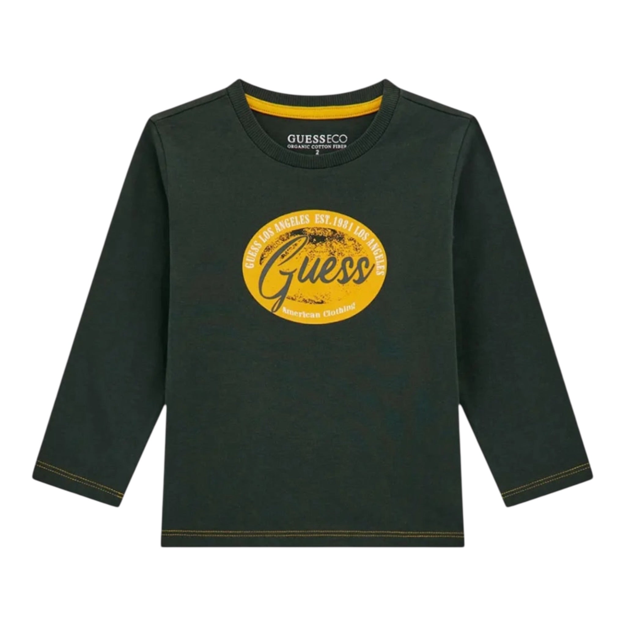 Guess Shirt tinta unita Girocollo con Stampa Verde per Bambino N5BI11I3Z14XXJ VERDE GUESS 