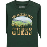 Guess Shirt tinta unita Girocollo con Stampa Verde per Bambino N5BI13I3Z14J VERDE GUESS 