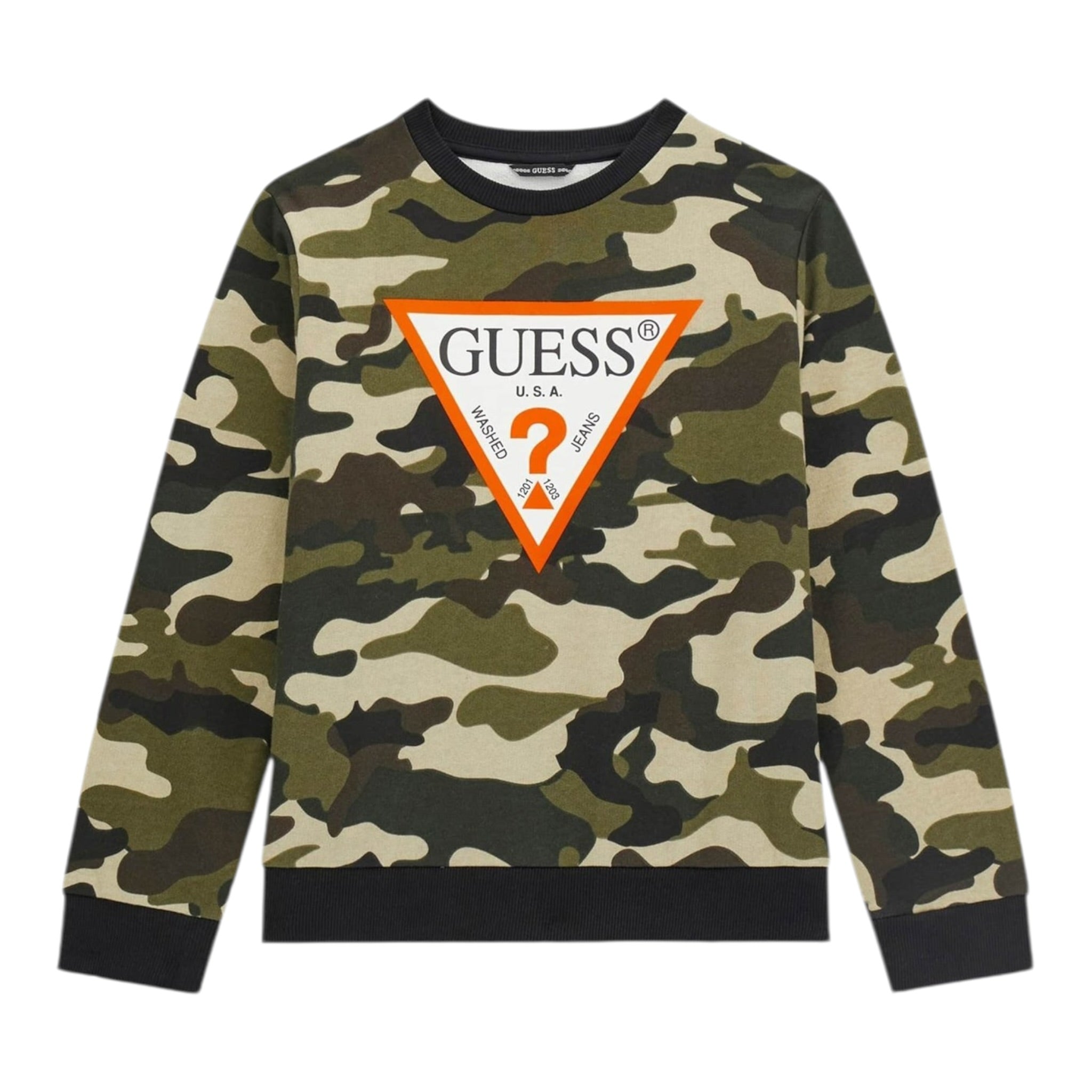 Guess Felpa tinta unita con Fantasia Militare Verde per Bambino N5BQ05KAD74 VERDE GUESS 