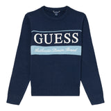 Guess Maglia Girocollo tinta unita con Logo Blu per Bambino N5BR03Z32N0X BLU GUESS 
