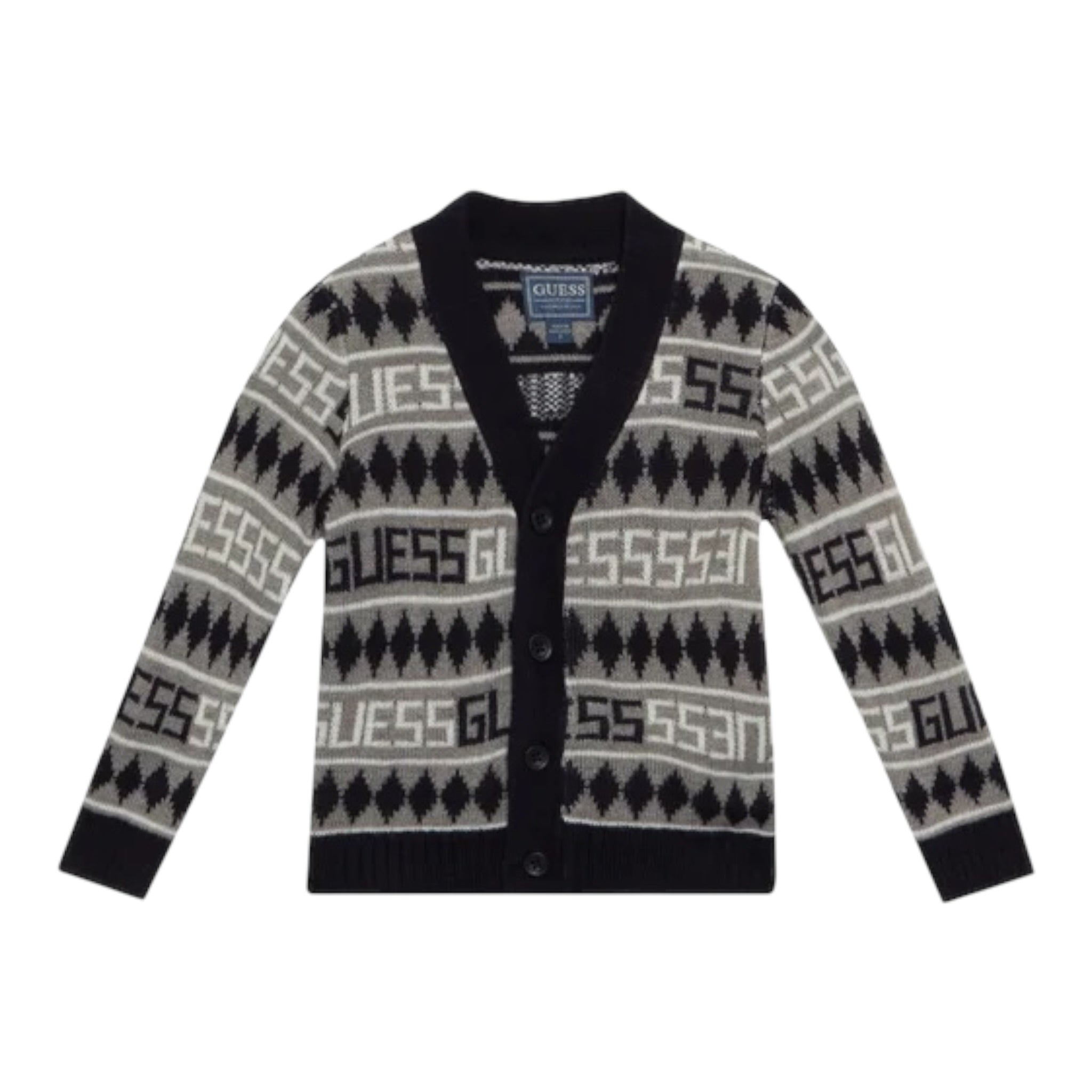 Guess Cardigan Bicolore con Loghi Bianco per Bambino N5BR06Z2BB0XJ BIANCO GUESS 
