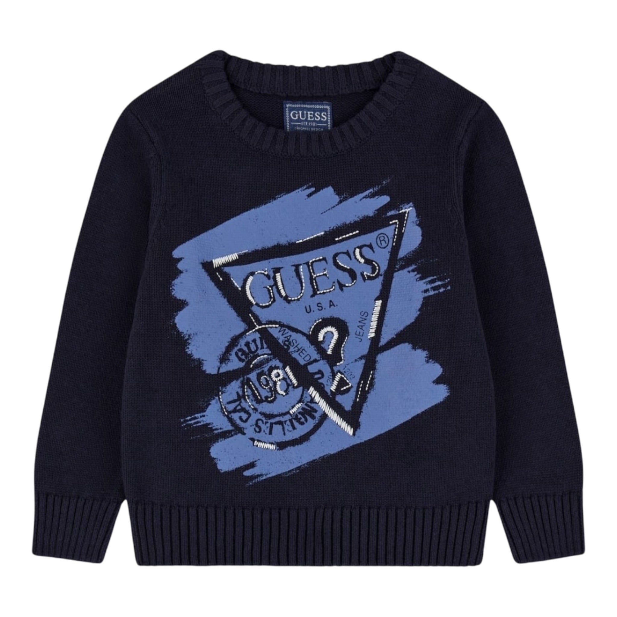 Guess Maglia tinta unita con Stampa Blu per Neonato N5BR11Z3OK1X BLU GUESS 