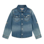 Guess Camicia In Denim tinta unita Azzurro per Bambino N5RH05D5K80J AZZURRO GUESS 