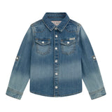 Guess Camicia In Denim tinta unita Azzurro per Bambino N5RH05D5K80J AZZURRO GUESS 