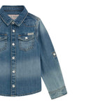 Guess Camicia In Denim tinta unita Azzurro per Bambino N5RH05D5K80J AZZURRO GUESS 