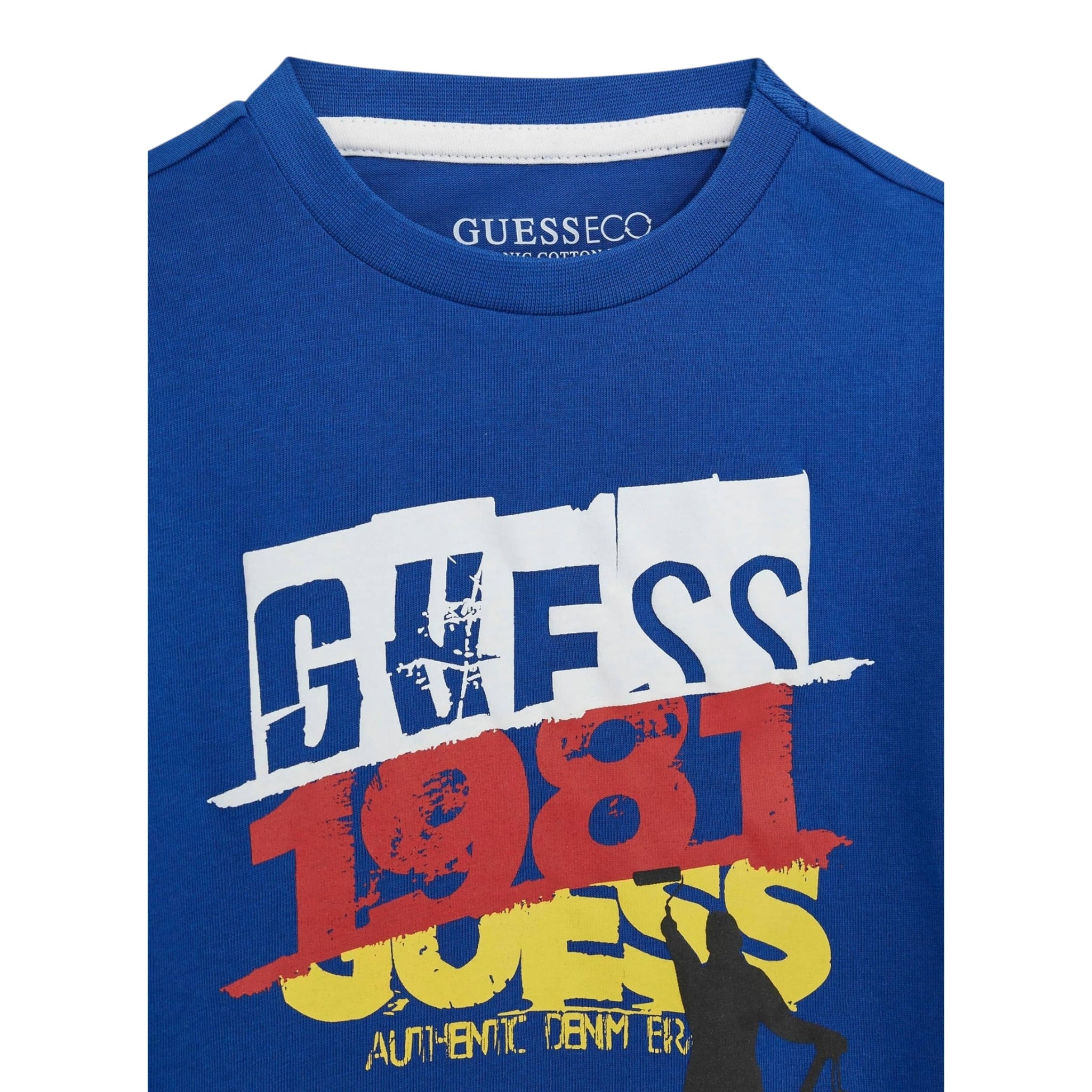 Guess T-Shirt tinta unita con Stampa Blu per Bambino N5RI02K8HM4 BLU GUESS 
