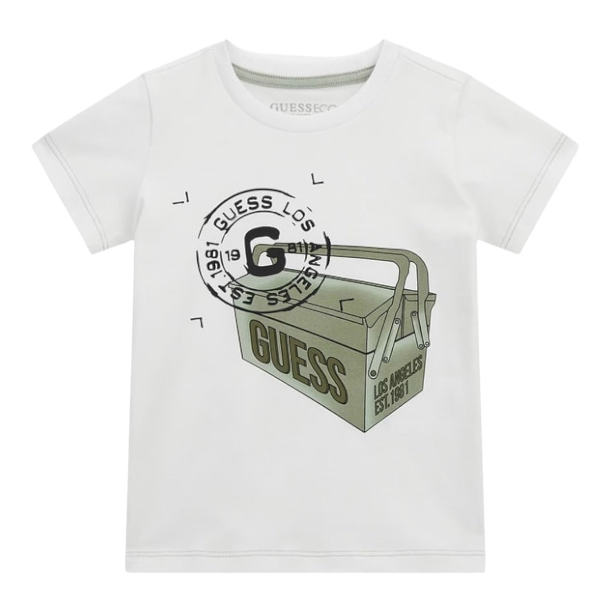 Guess T-Shirt tinta unita con Stampa Bianco per Bambino N5RI27K8HM4 BIANCO GUESS 
