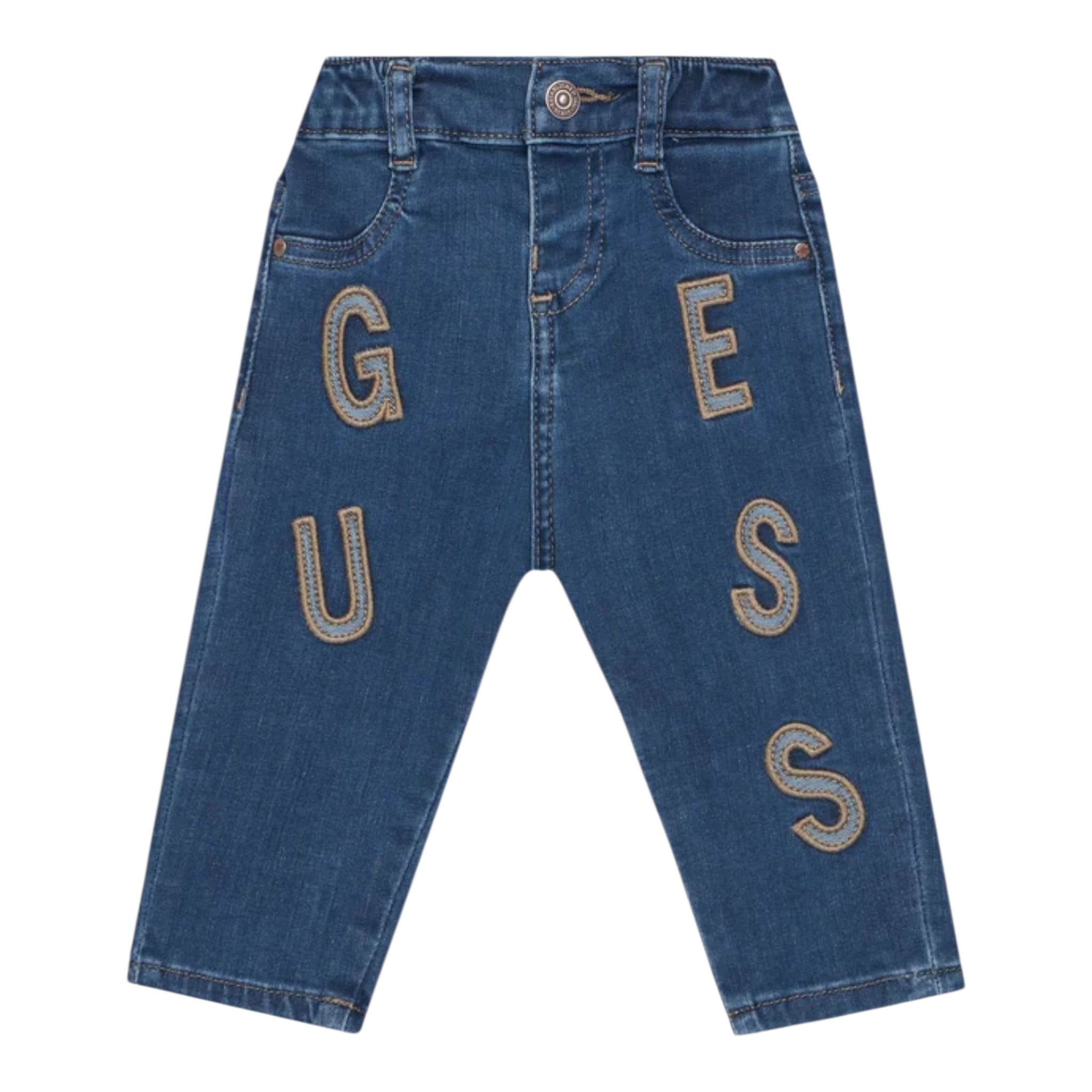 Guess Jeans tinta unita con Stampa Azzurro per Bambino N5YA04D4CA0 AZZURRO GUESS 