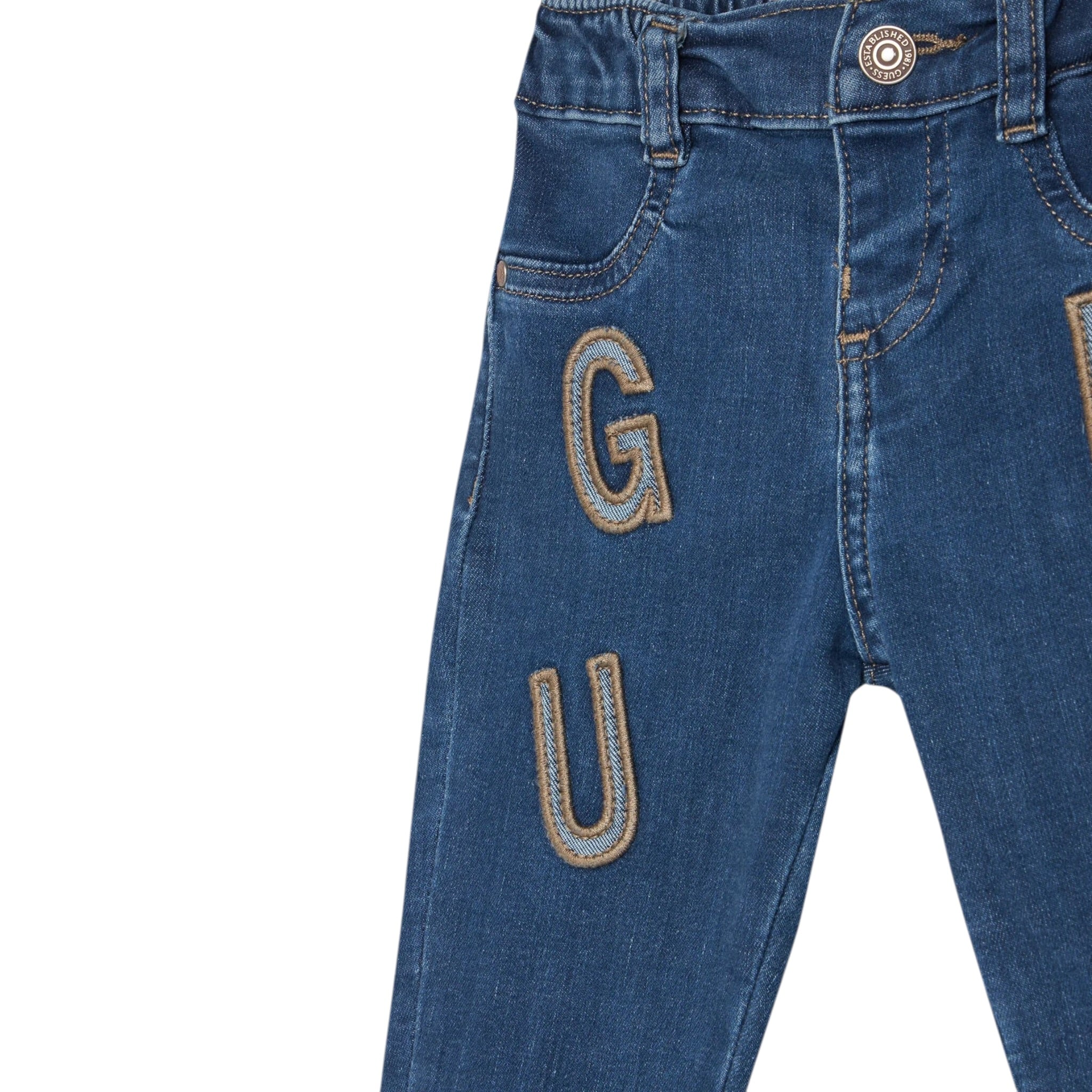 Guess Jeans tinta unita con Stampa Azzurro per Bambino N5YA04D4CA0 AZZURRO GUESS 