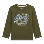 Guess Shirt tinta unita con Stampa Verde per Bambino N5YI15K8HM4X VERDE GUESS 