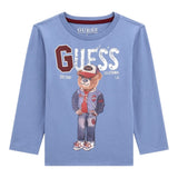 Guess Shirt tinta unita Girocollo con Stampa Azzurro per Bambino N5YI23K8HM4 AZZURRO GUESS 
