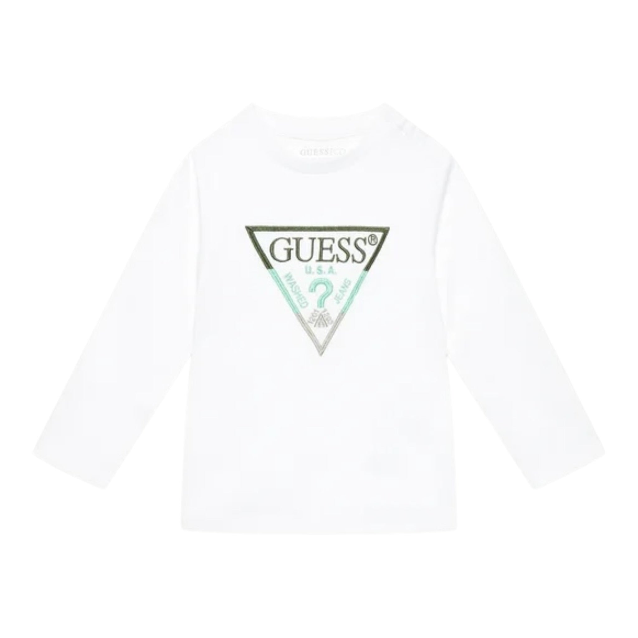 Guess Shirt tinta unita con Logo Bianco per Neonato N5YI24K8HM4X BIANCO GUESS 