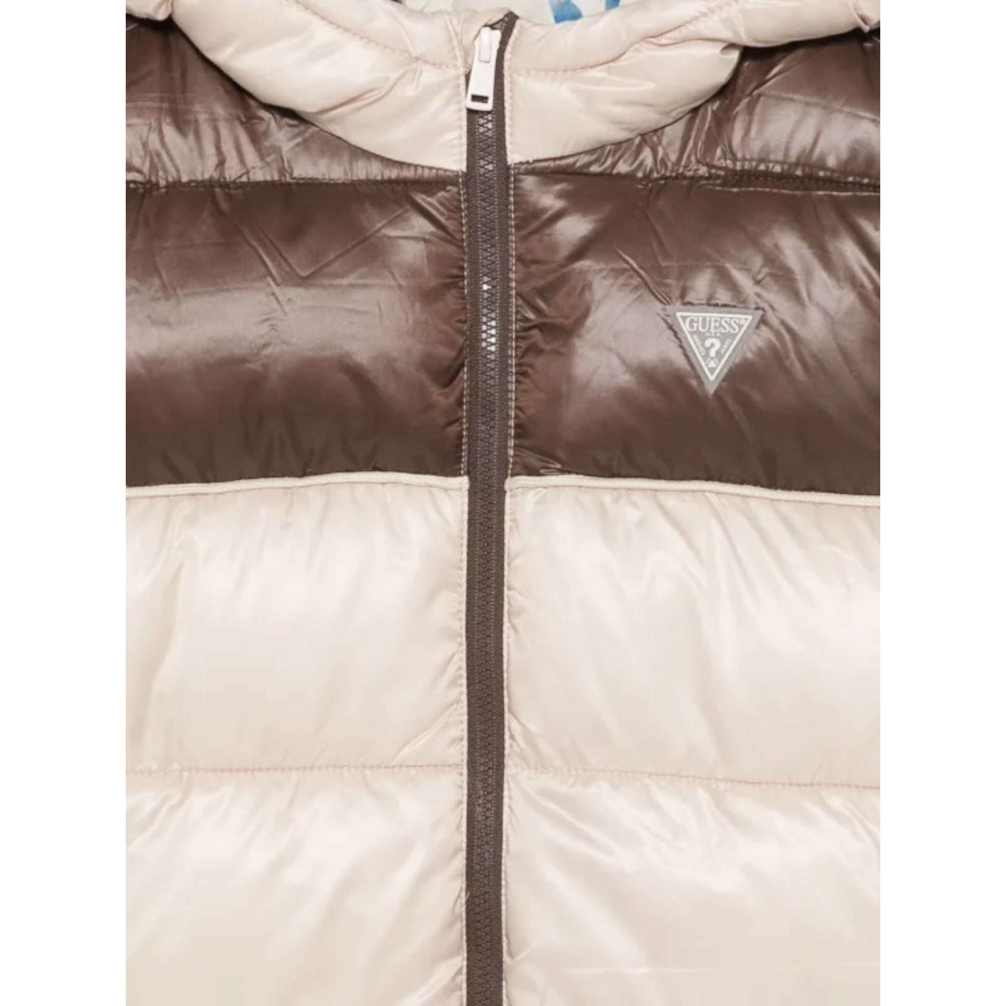 Guess Giubbino Bicolore con Zip E Cappuccio Beige per Bambino N5YL00WEGY00J BEIGE GUESS 