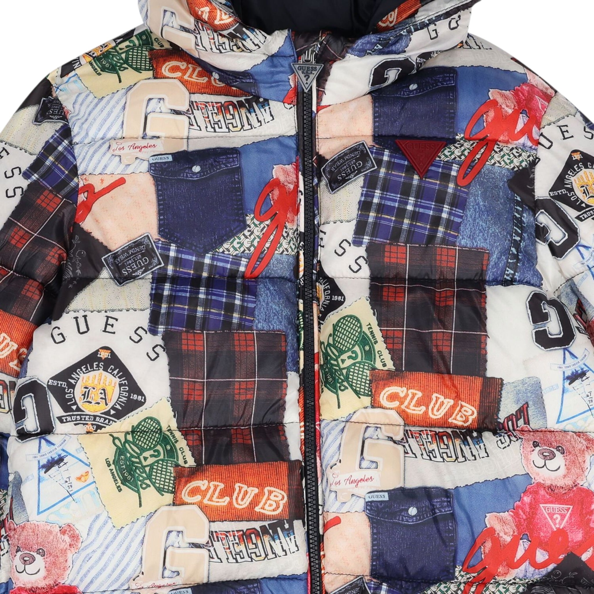Guess Giubbino Multicolor con Zip E Cappuccio Bianco per Neonato N5YL05WEGY0 BIANCO GUESS 