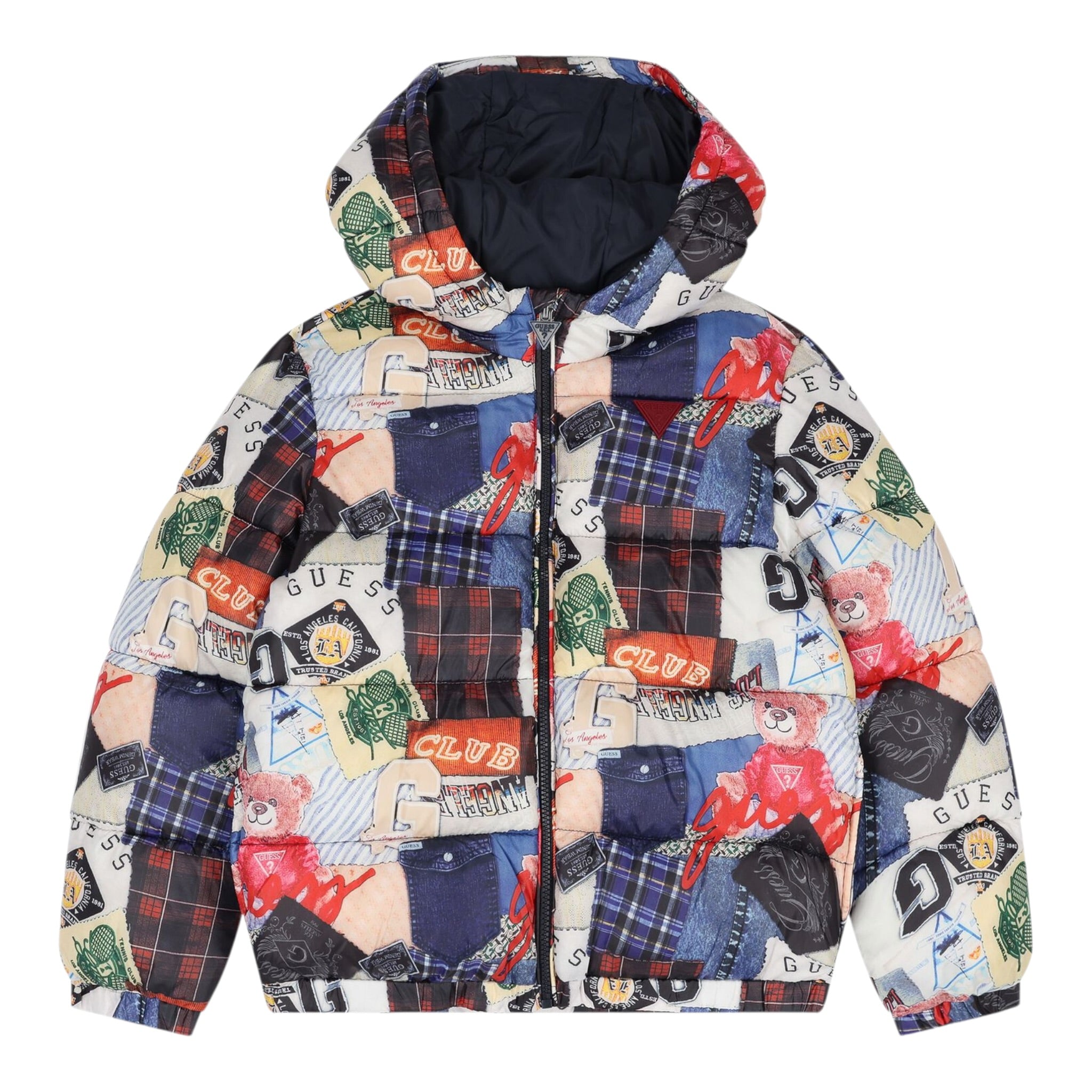 Guess Giubbino Multicolor con Zip E Cappuccio Bianco per Bambino N5YL05WEGY0J BIANCO GUESS 