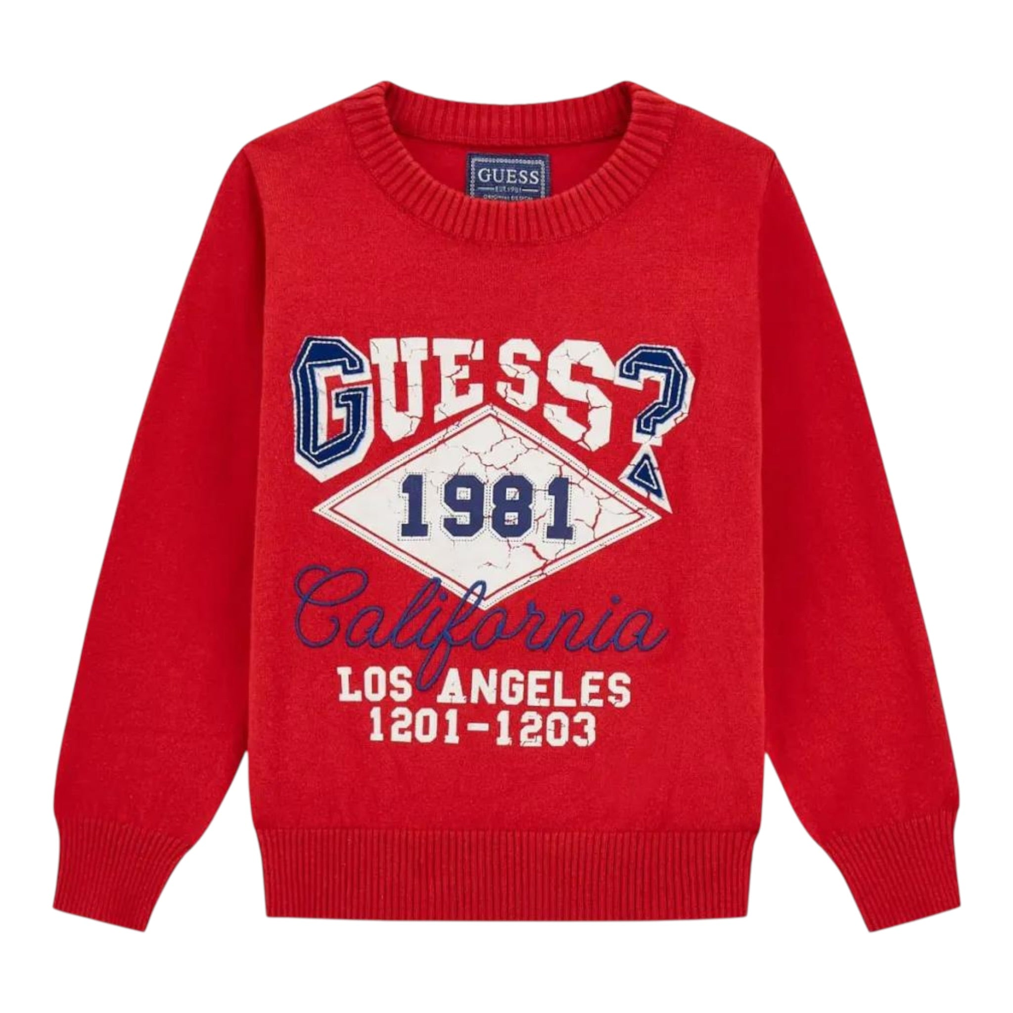Guess Maglia Girocollo tinta unita con Ricami Rosso per Neonato N5YR03Z2VV0 ROSSO GUESS 
